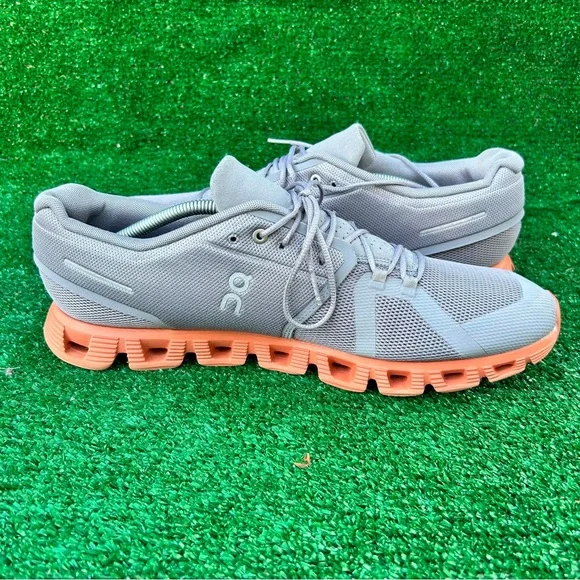 On Running Gray and Orange Athletic Shoes - Picture 5 of 9